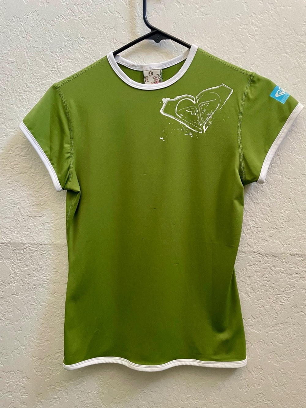Roxy Vintage Y2K Women's small olive green and white rash guard swim top